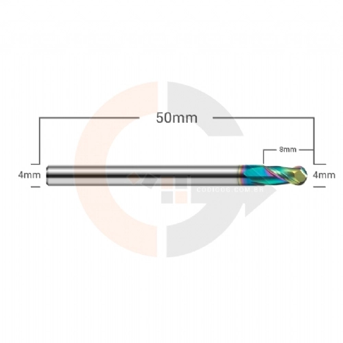 Ampliar foto Fresa para Aluminio Esferica 2 Cortes 4.0mm x 8.0mm Metal Duro com Cobertura DLC Ampliar foto Fresa para Aluminio Esferica 2 Cortes 4.0mm x 8.0mm Metal Duro com Cobertura DLC