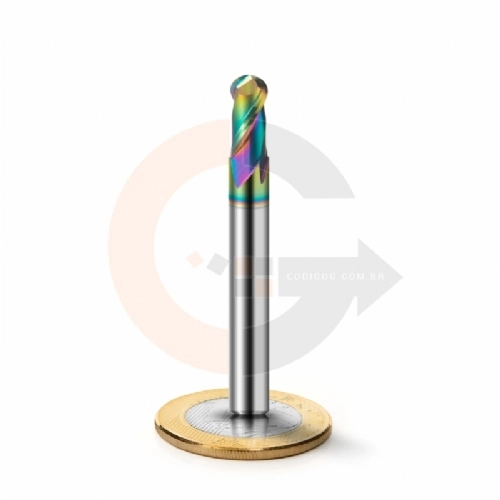 Fresa para Aluminio Esferica 2 Cortes 6.0mm x 12mm Metal Duro com Cobertura DLC Fresa para Aluminio Esferica 2 Cortes 6.0mm x 12mm Metal Duro com Cobertura DLC