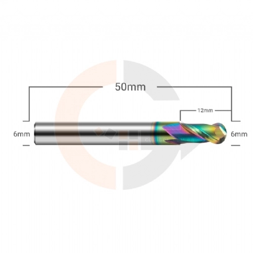 Ampliar foto Fresa para Aluminio Esferica 2 Cortes 6.0mm x 12mm Metal Duro com Cobertura DLC Ampliar foto Fresa para Aluminio Esferica 2 Cortes 6.0mm x 12mm Metal Duro com Cobertura DLC