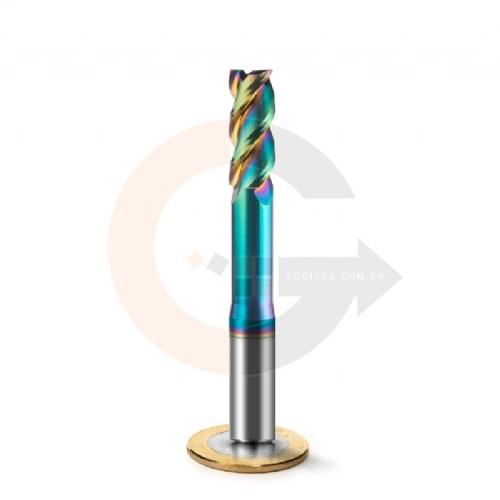 Fresa de Haste Aliviada 3 cortes 10mm x 25mm Matal Duro HRC55 DLC Fresa de Haste Aliviada 3 cortes 10mm x 25mm Matal Duro HRC55 DLC
