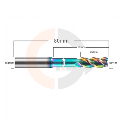 Ampliar foto Fresa de Haste Aliviada 3 cortes 10mm x 25mm Matal Duro HRC55 DLC Ampliar foto Fresa de Haste Aliviada 3 cortes 10mm x 25mm Matal Duro HRC55 DLC