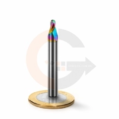 Fresa Cônica Esférica 20º x 3.0mm Metal Duro HRC70 Cobertura DLC
