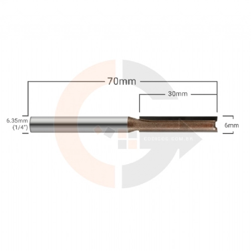 Ampliar foto Fresa Reta Paralela 6mm x 30mm para Tupia Ampliar foto Fresa Reta Paralela 6mm x 30mm para Tupia