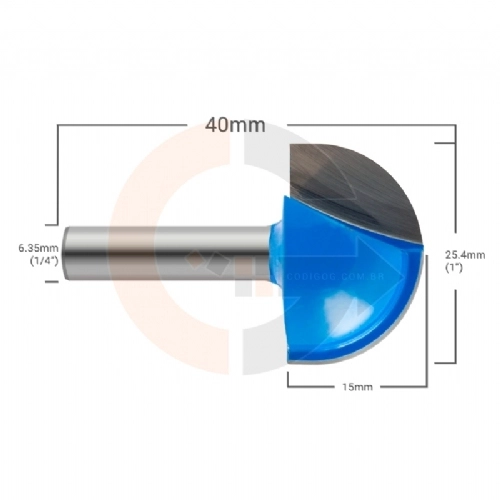 Ampliar foto Fresa Esferica para Madeira e MDF 1 25.4mm Ampliar foto Fresa Esferica para Madeira e MDF 1 25.4mm