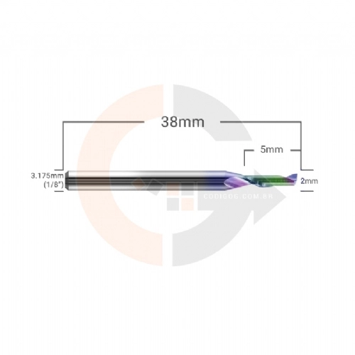 Ampliar foto Fresa para Aluminio 2 Cortes 2.0mm x 5.0mm Metal Duro com Cobertura DLC Ampliar foto Fresa para Aluminio 2 Cortes 2.0mm x 5.0mm Metal Duro com Cobertura DLC