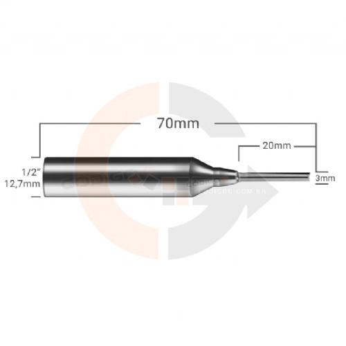 Ampliar foto Fresa TCT 2 cortes retos 3mmx20mm   Haste 1 2