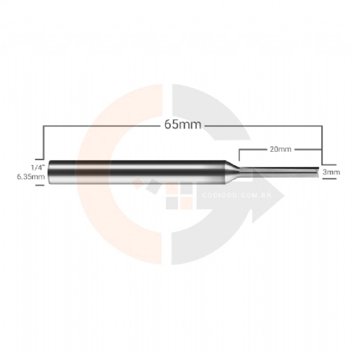 Ampliar foto Fresa TCT 2 cortes retos 3mmx20mm   Haste 1 4