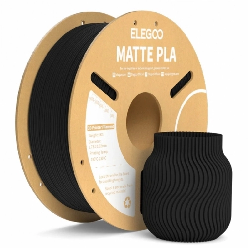 Filamento PLA Matte Preto Fosco   Matte Black   Elegoo   1.75mm 1kg 