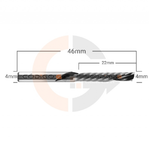 Ampliar foto Fresa 1 corte Down Cut 4mmx22mm topo reto corte invertido Ampliar foto Fresa 1 corte Down Cut 4mmx22mm topo reto corte invertido