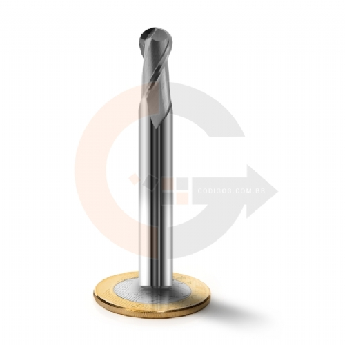 Fresa esferica de 2 cortes HRC55 para aluminio 8mm x 16mm Fresa esferica de 2 cortes HRC55 para aluminio 8mm x 16mm