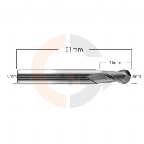 Ampliar foto Fresa esferica de 2 cortes HRC55 para aluminio 8mm x 16mm Ampliar foto Fresa esferica de 2 cortes HRC55 para aluminio 8mm x 16mm