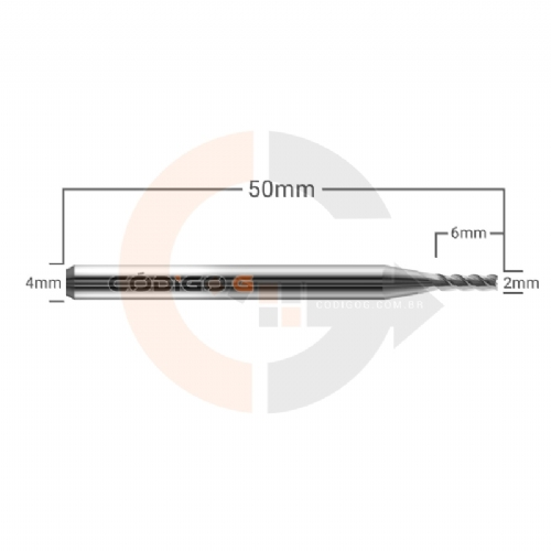 Ampliar foto Fresa Topo 3 Cortes HRC45 2mmx6x4 Corte a 35 graus Ampliar foto Fresa Topo 3 Cortes HRC45 2mmx6x4 Corte a 35 graus