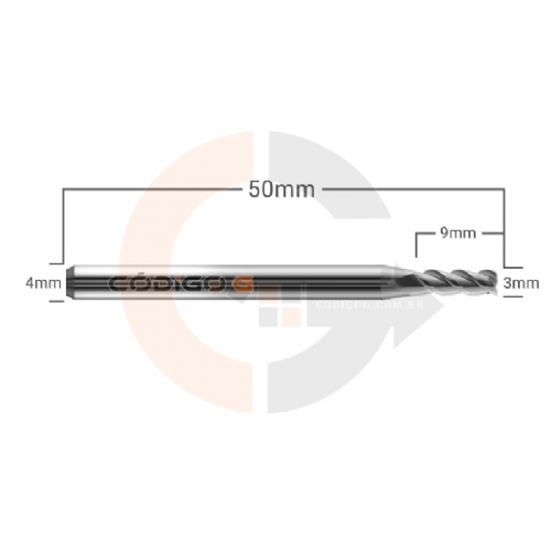 Ampliar foto Fresa Topo 3 Cortes HRC45 3mm9x4 Corte a 35 graus Ampliar foto Fresa Topo 3 Cortes HRC45 3mm9x4 Corte a 35 graus