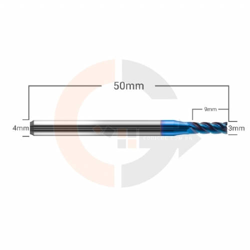 Ampliar foto Fresa de 4 cortes HRC65 para Ferro e Aco 3mm x 9mm Ampliar foto Fresa de 4 cortes HRC65 para Ferro e Aco 3mm x 9mm
