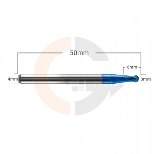 Ampliar foto Fresa esferica de 2 cortes HRC65 para Ferro e Aco 3mm x 6mm Ampliar foto Fresa esferica de 2 cortes HRC65 para Ferro e Aco 3mm x 6mm