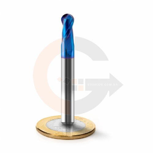 Fresa esferica de 2 cortes HRC65 para Ferro e Aco 6mm x 12mm Fresa esferica de 2 cortes HRC65 para Ferro e Aco 6mm x 12mm