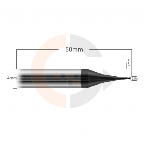 Ampliar foto Micro fresa de topo reto 2 cortes 0.5mm x 1mm HRC55 cobertura AlTin Ampliar foto Micro fresa de topo reto 2 cortes 0.5mm x 1mm HRC55 cobertura AlTin