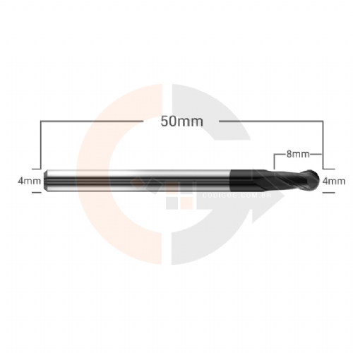 Ampliar foto Fresa esferica de 2 Cortes HRC45 4mm x 8mm cobertura AlTin Ampliar foto Fresa esferica de 2 Cortes HRC45 4mm x 8mm cobertura AlTin