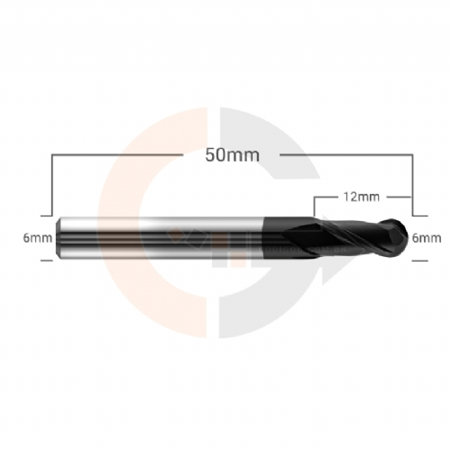 Ampliar foto Fresa esferica de 2 Cortes HRC45 6mm x 12mm cobertura AlTin Ampliar foto Fresa esferica de 2 Cortes HRC45 6mm x 12mm cobertura AlTin
