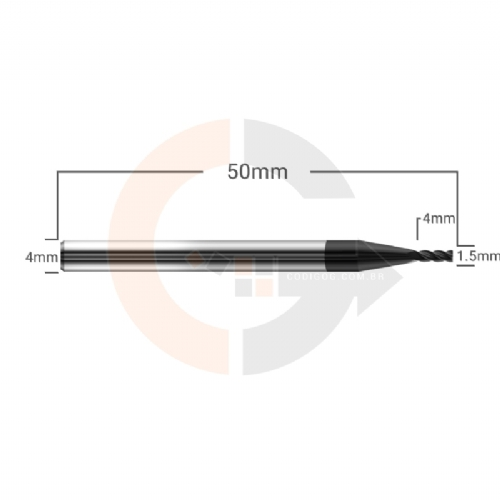 Ampliar foto Fresa Topo 4 Cortes HRC45 1.5mm x 4mm cobertura AlTin Ampliar foto Fresa Topo 4 Cortes HRC45 1.5mm x 4mm cobertura AlTin
