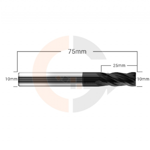 Ampliar foto Fresa Topo 4 Cortes HRC45 10mm x 25mm cobertura AlTin Ampliar foto Fresa Topo 4 Cortes HRC45 10mm x 25mm cobertura AlTin