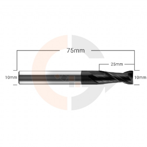 Ampliar foto Fresa Topo 2 Cortes HRC45 10mm x 25mm cobertura AlTin Ampliar foto Fresa Topo 2 Cortes HRC45 10mm x 25mm cobertura AlTin