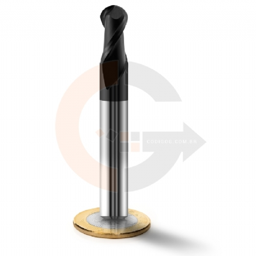 Fresa esferica de 2 Cortes HRC45 10mm x 20mm cobertura AlTin Fresa esferica de 2 Cortes HRC45 10mm x 20mm cobertura AlTin