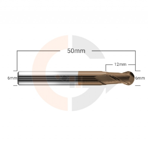 Ampliar foto Fresa Para Ferro e Aco Esferica 2 Cortes HRC55 6mm x 12mm Ampliar foto Fresa Para Ferro e Aco Esferica 2 Cortes HRC55 6mm x 12mm