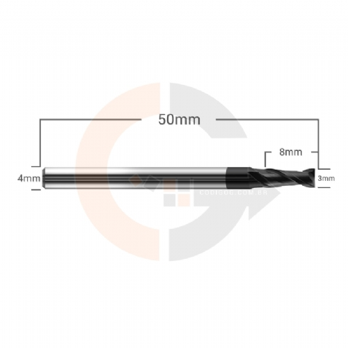 Ampliar foto Fresa Topo 2 Cortes HRC45 3mm x 8mm cobertura AlTin Ampliar foto Fresa Topo 2 Cortes HRC45 3mm x 8mm cobertura AlTin