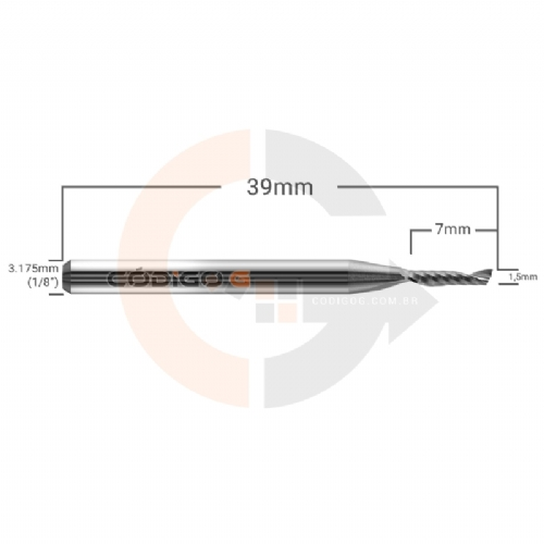 Ampliar foto Fresa 1 Corte para acrilico e outros plasticos 1 5mmx7mm Metal Duro Ampliar foto Fresa 1 Corte para acrilico e outros plasticos 1 5mmx7mm Metal Duro