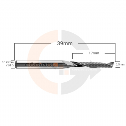 Ampliar foto Fresa 1 Corte para acrilico e outros plasticos 2 5mmx17mm Metal Duro Ampliar foto Fresa 1 Corte para acrilico e outros plasticos 2 5mmx17mm Metal Duro