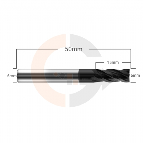 Ampliar foto Fresa Topo 4 Cortes HRC45 6mm x 15mm cobertura AlTin Ampliar foto Fresa Topo 4 Cortes HRC45 6mm x 15mm cobertura AlTin