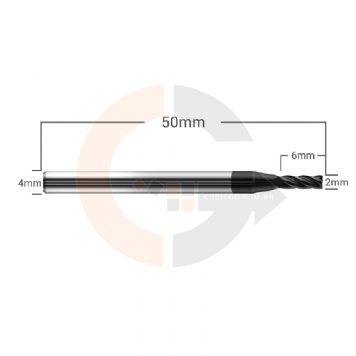 Ampliar foto Fresa Topo 4 Cortes HRC45 2mm x 6mm cobertura AlTin Ampliar foto Fresa Topo 4 Cortes HRC45 2mm x 6mm cobertura AlTin