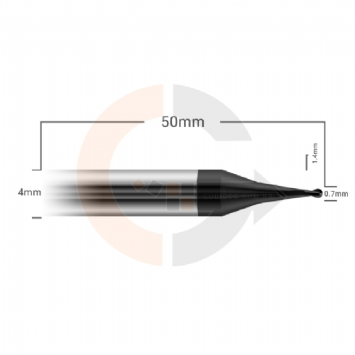 Ampliar foto Micro fresa esferica de 2 cortes 0.7mm x 1.4mm HRC55 cobertura AlTin Ampliar foto Micro fresa esferica de 2 cortes 0.7mm x 1.4mm HRC55 cobertura AlTin